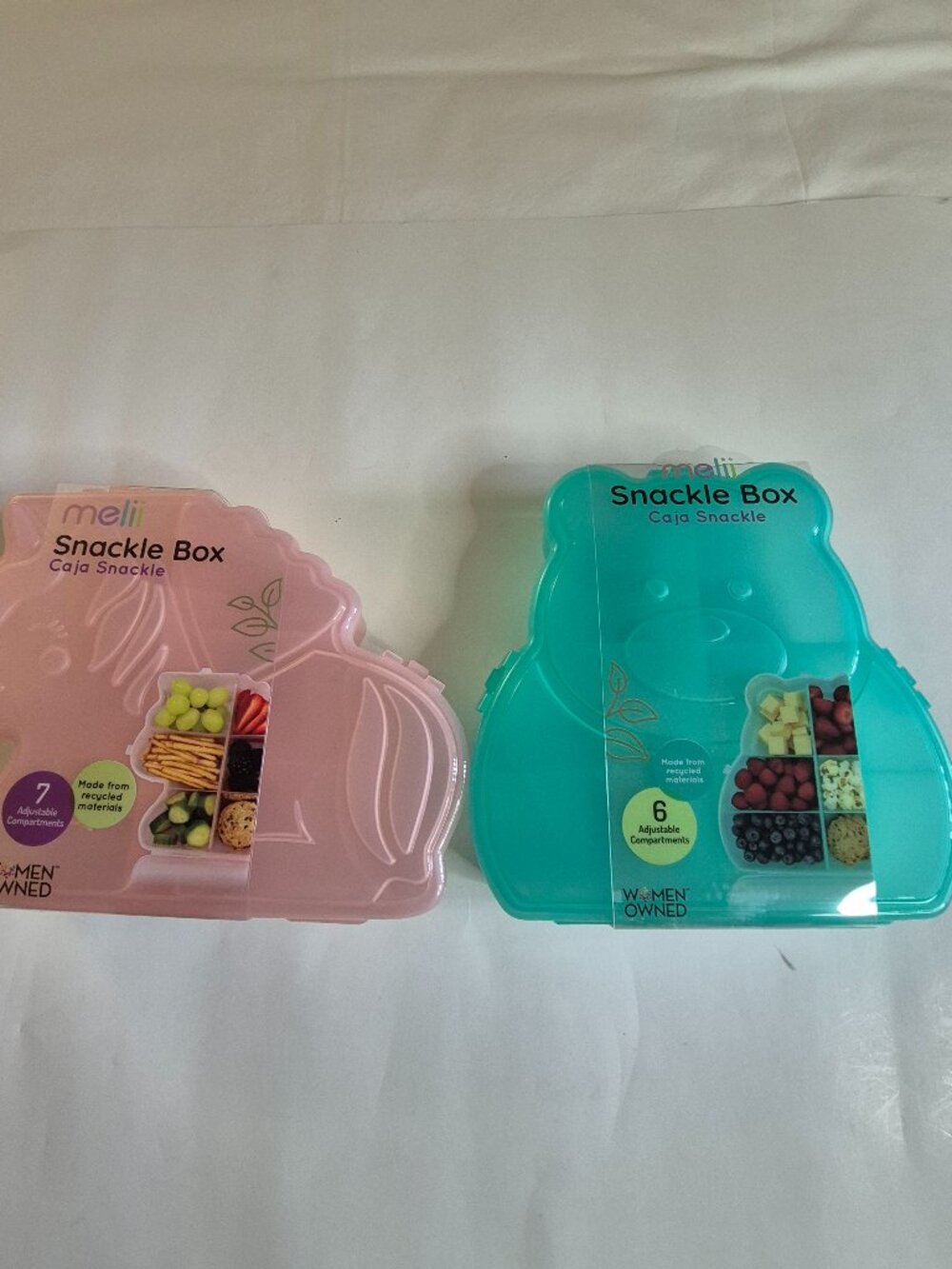 Melii Unicorn + Bear Shape Snackle Box Bundle With 7/6 Adjustable Compartments,